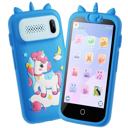 Kids Smart Phone Toys for Boys, 3.97" Touchscreen Cell Phone for Kids, Toddler Learning Gift Toys with Games Music Player, 8GB Card Blue