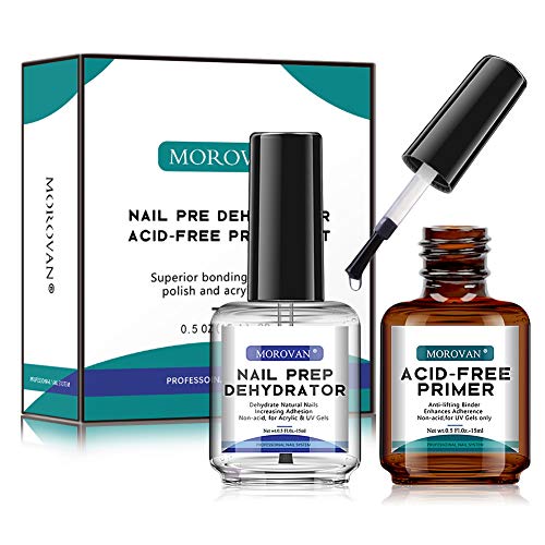 Professional Natural Nail Prep Dehydrator and Nail Acid-Free Primer Set, Acid Free Primer
