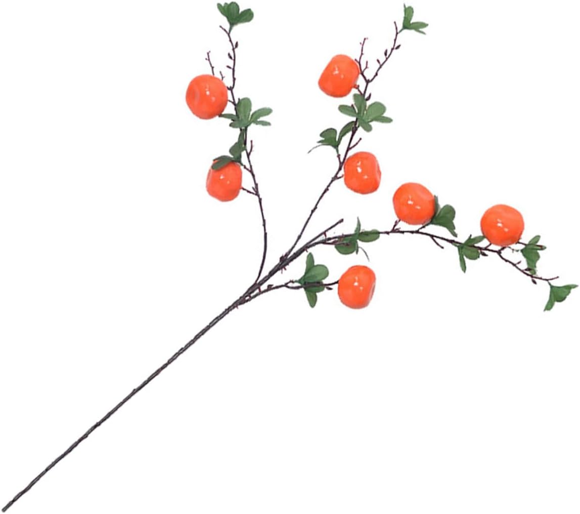 Lifelike Artificial Orange Branch Decor with 7 Simulation Fruits, Realistic Faux Citrus Tabletop Fruit Ornament for Home and Living Room Decoration