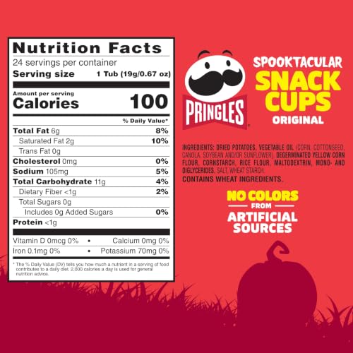 Pringles Potato Crisps Chips, Halloween Snacks, Trick or Treat, Snack Stacks, Original, 16oz Box (24 Cups) - image 2