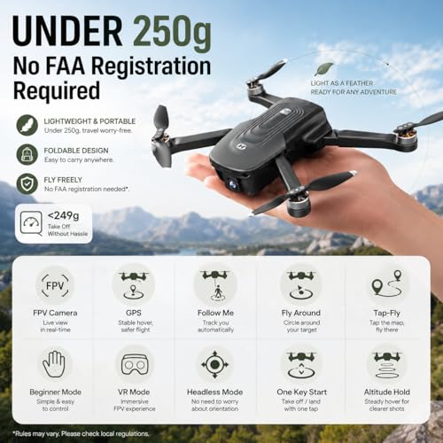 Image of HS175D and Dual Battery Charger Bundle, Foldable FPV Drone for Adults Beginners with Auto Return, Follow Me, Brushless Motors, 2 Batteries and Carrying Case