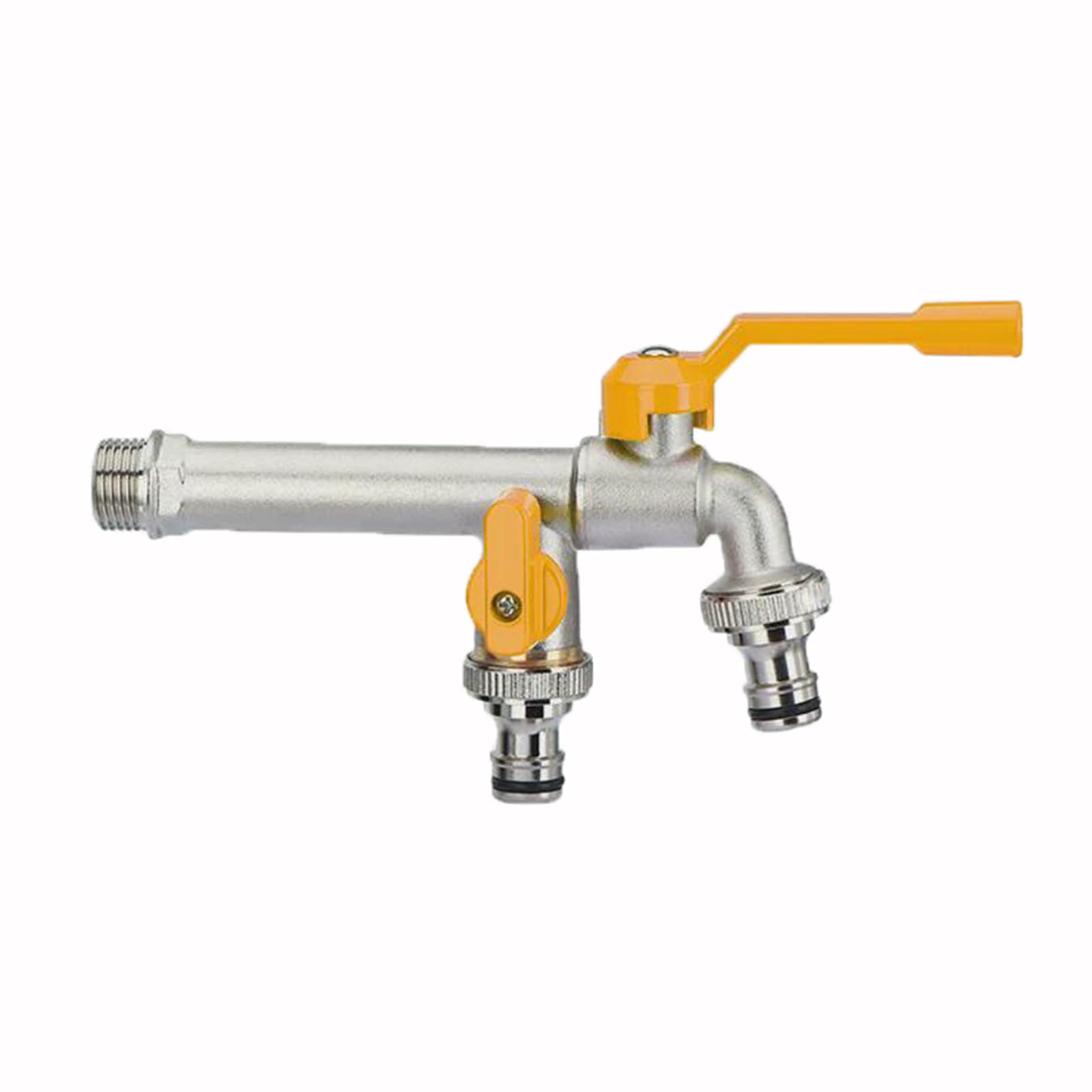 Rubinetto Doppio Giardino Valvola A Sfera in Ottone Antigelo da 1/2" per Esterni, Giardino, Irrigazione,Argento Cromato