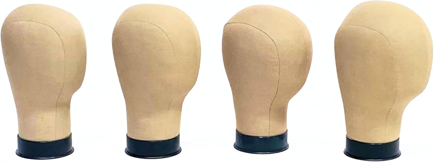 Set of 4 VO Canvas Cork Wig Head Blocks for Creative Wig Styling Circumference 20", 21", 22", 23" Height 11.5"