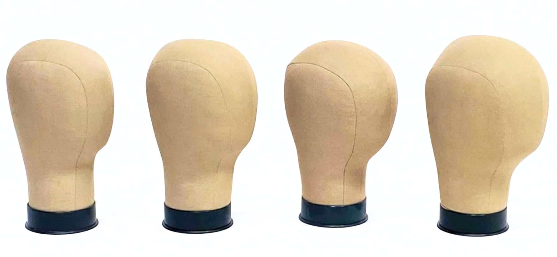 Set of 4 VO Canvas Cork Wig Head Blocks for Creative Wig Styling Circumference 20", 21", 22", 23" Height 11.5"