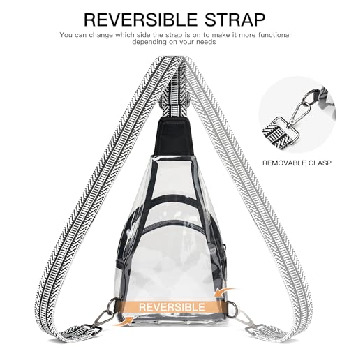 LATMAP Clear Bag for Stadium Events Crossbody Fanny Pack Sling Bag, Black — view 6