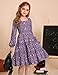 GRACE KARIN Fall Long Sleeve Dresses for Girls Purple Floral Smock Ruffle Tiered Holiday A-Line Button Front Fashion Dress Size 7-8