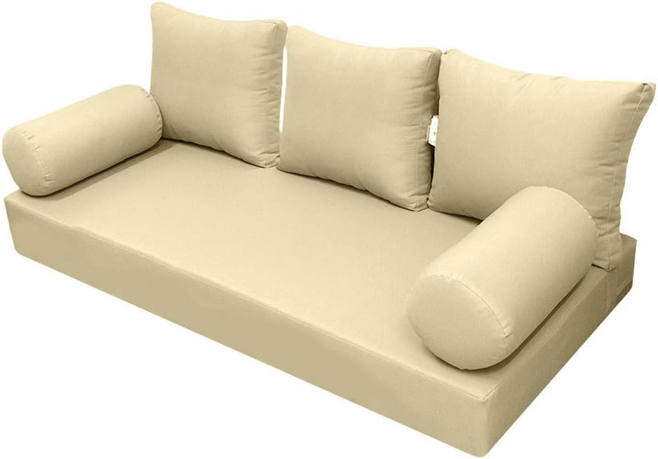 Prolinemax Style 3 - Mattress & Pillow Bolster Cushion for Outdoor Indoor Daybed Porch Swing Bed Knife Edge Twin Size AD103 | Covers ONLY |