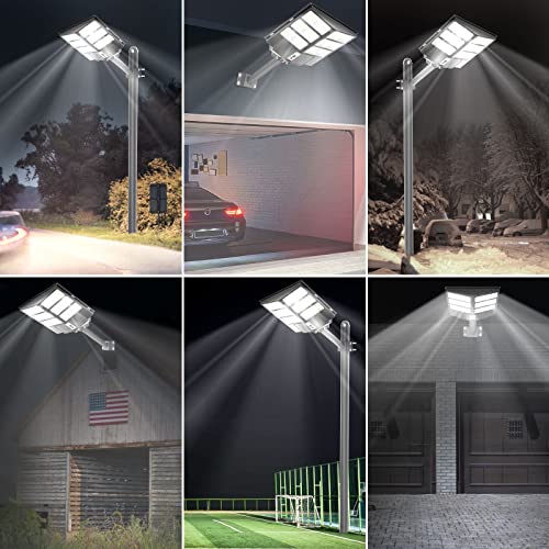 Ofuray Solar Street Lights Outdoor,600W Commercial Solar Parking Lot Lights Dusk To Dawn,6500K Led Flood Security Lights With Motion Sensor & Remote Control Ip66 Waterproof,For Yard,Garage,Street #TOP5