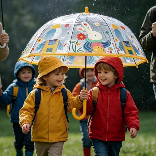 Paraguas transparente a prueba de viento infantil para niñas y niños 3