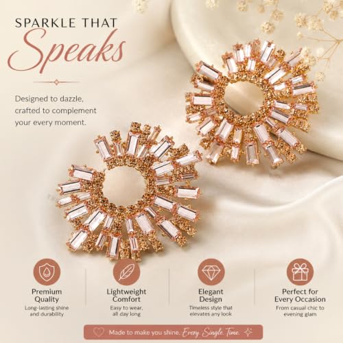 Image of Young & Forever Gift Fashion Jewellery Gold and Silver Plated Cubic Zirconia Diamond Hoop Earrings Sparkling Hypoallergenic Hoops Earrings for Women & Girls