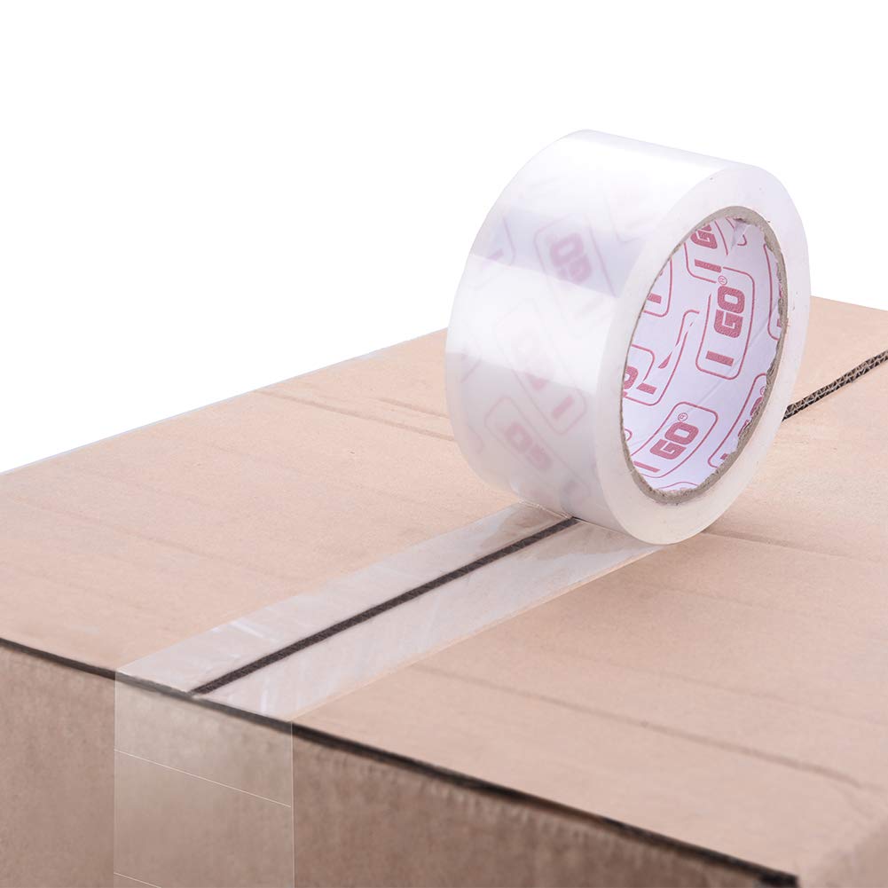 I GO Cinta de embalaje transparente, recambios de cinta de embalaje para envío, caja de mudanza, sellado de almacenamiento de correo, 1.9 pulgadas de ancho x 54.68 yardas de largo, núcleo de 2.95