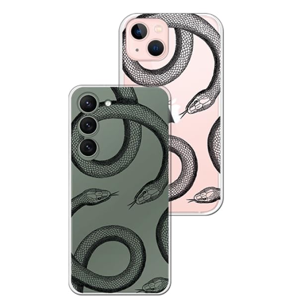 Personalaizer Flexible Glossy Case Compatible for iPhone 14 Pro- Black Snakes