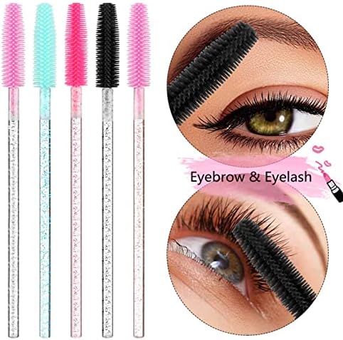 Silicone Disposable Eyelash Brushes50 PCS Multicolor Mascara Wands Reusable Spoolies Eyebrow Comb Lash Brush Disposable Makeup Brushes Silicone Eyelash Stick for Eyelash Extensions