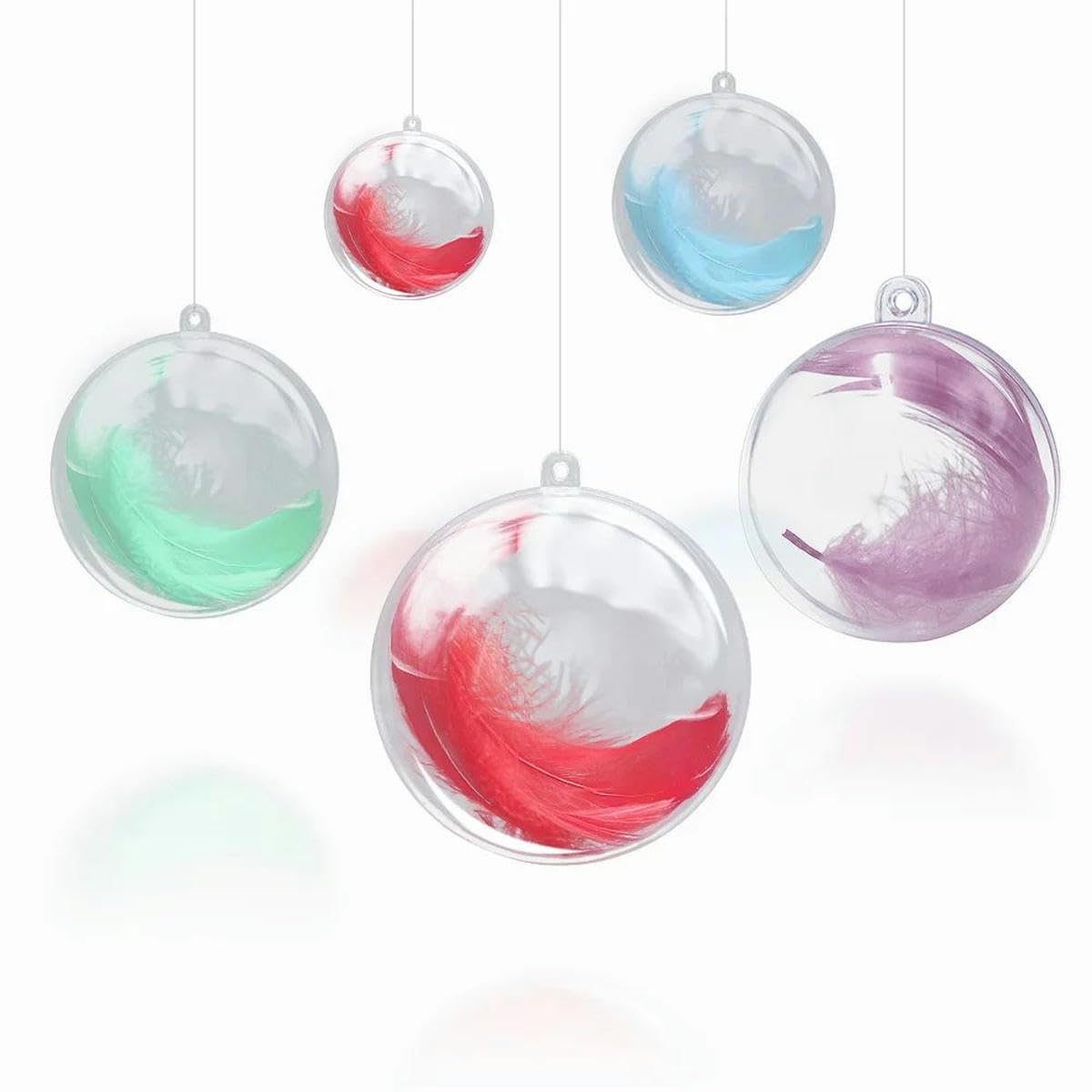 20 Boules de Boules de noël Transparentes, Artisanales, Rechargeables, décoration de Maison, de Mariage, d'arbre de Jardin, Cadeau Suspendu, 8cm
