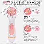 Facial Cleansing Brush, Waterproof Dual-Rotation Face Scrubber Exfoliator with 3 Brush Heads and 2 Adjustable Speeds, Rechargeable Exfoliating Face Brushes for Cleansing and Skin Care (Pink) - Image 3