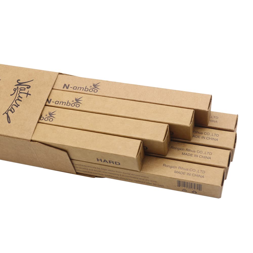 N-amboo Lot de 8 brosses à dents extra dures Bamoo à poils fermes