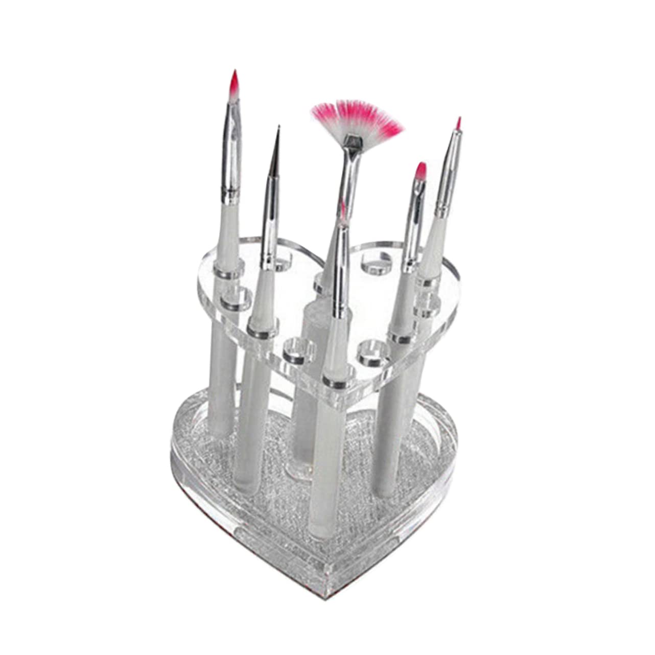 Healeved Heart-Shaped Nail Art Pen Holder 12 Holes Acrylic Gel Nail Brush Holder Manicure Makeup Brush Storage Holder Polish Pen Rest Nail Tool Organizer