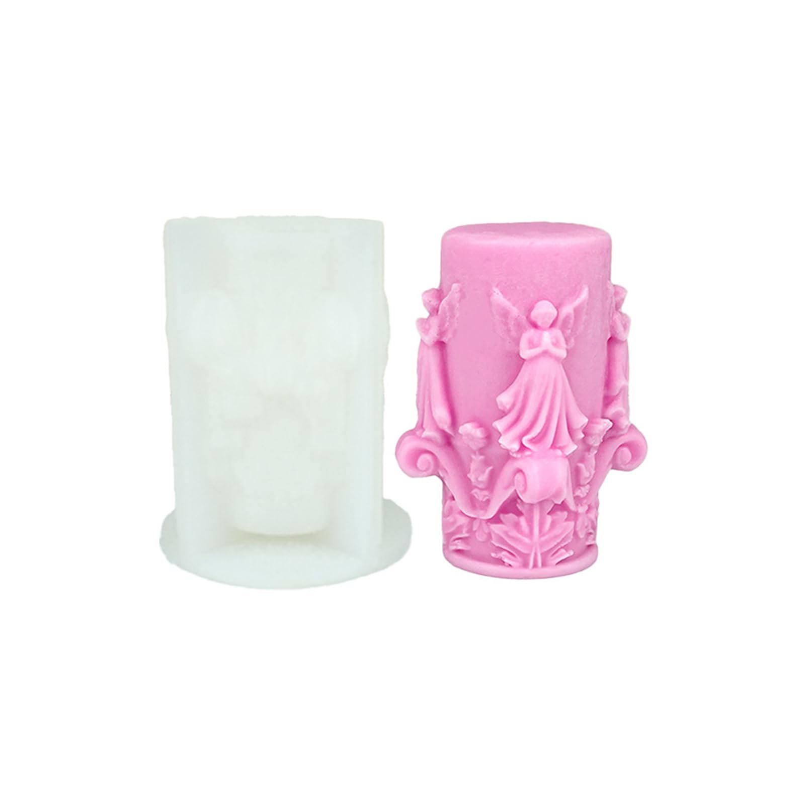 hogtnd Wing Girl Embossed Cylinder Silicone Mold, Temperature Resistant, Easy Demolding for Resin Casting, Candle Soap Making, Angel Candle Mould