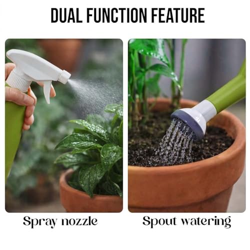 Image of Go Hooked 2in1 Plant Watering Can with Spray Bottle & Shower Head 1 Litre | Multi-Purpose Garden Water Sprayer for Indoor Plants, Balcony Garden & Nursery | Plastic Watering Pot with Handle (Green)