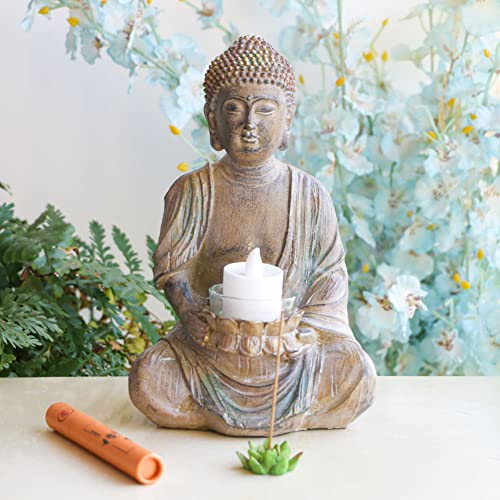 Bangbangda Meditation Healing Zen Buddha Statues - 9" H Altar Sitting Happy Buddha Sculpture Decoration Zen Garden Decor Zen Gifts,Yoga Room,Zen Room, Restorative Spiritual Medtation Tablet Decor #TOP11