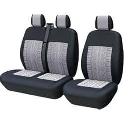 Cubre Asientos Mazda Cx 5 TOYOUN Juego de Fundas de Asientos para Furgonetas y Camiones de 1 + 2 plazas, Fundas Asientos Coche Universales,Poliéster Protector Cubre Asiento Coche Delantero Accesorios de Automóvil,Negro y Gris