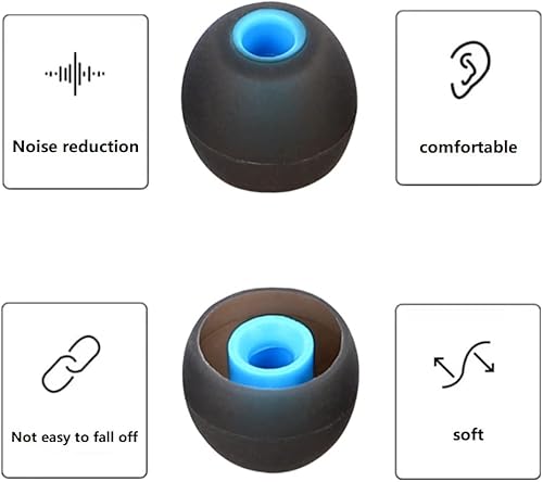 Miniatura 6 de CYADCI Puntas de repuesto para auriculares de silicona, geles de oreja medianos, aptos para agujeros interiores de 0.150 in a 0.201 in, 9 pares,