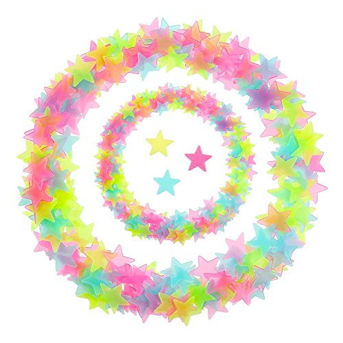 Gobesty Pegatinas de estrellas que brillan en la oscuridad, 200 pedazos Glow Stickers Stars, Estrellas brillantes para pegatinas de techo, Etiqueta de la pared luminosa