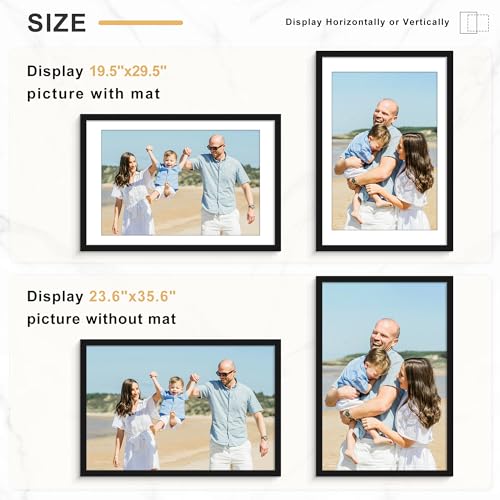Picrit 24x36 Black Poster Frame 7 Pack, Display Pictures 20 x 30 with Mat or 24 x 36 without Mat for Horizontal or Vertical Wall Mounting, Wall Gallery Photo Frames