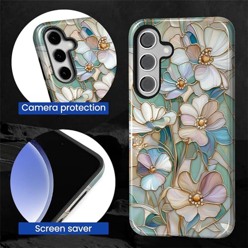 Coque antichoc Samsung S25 protection fleurs résistante aux chutes
