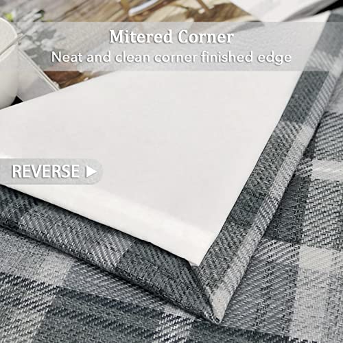 always4u Plaid Curtains for Bedroom Living Room 100% Blackout Thermal Fully Lined Woolen Look Check Drapes Grey Grommet Curtains 84 Inch Length 2 Panels Grey - Image 8