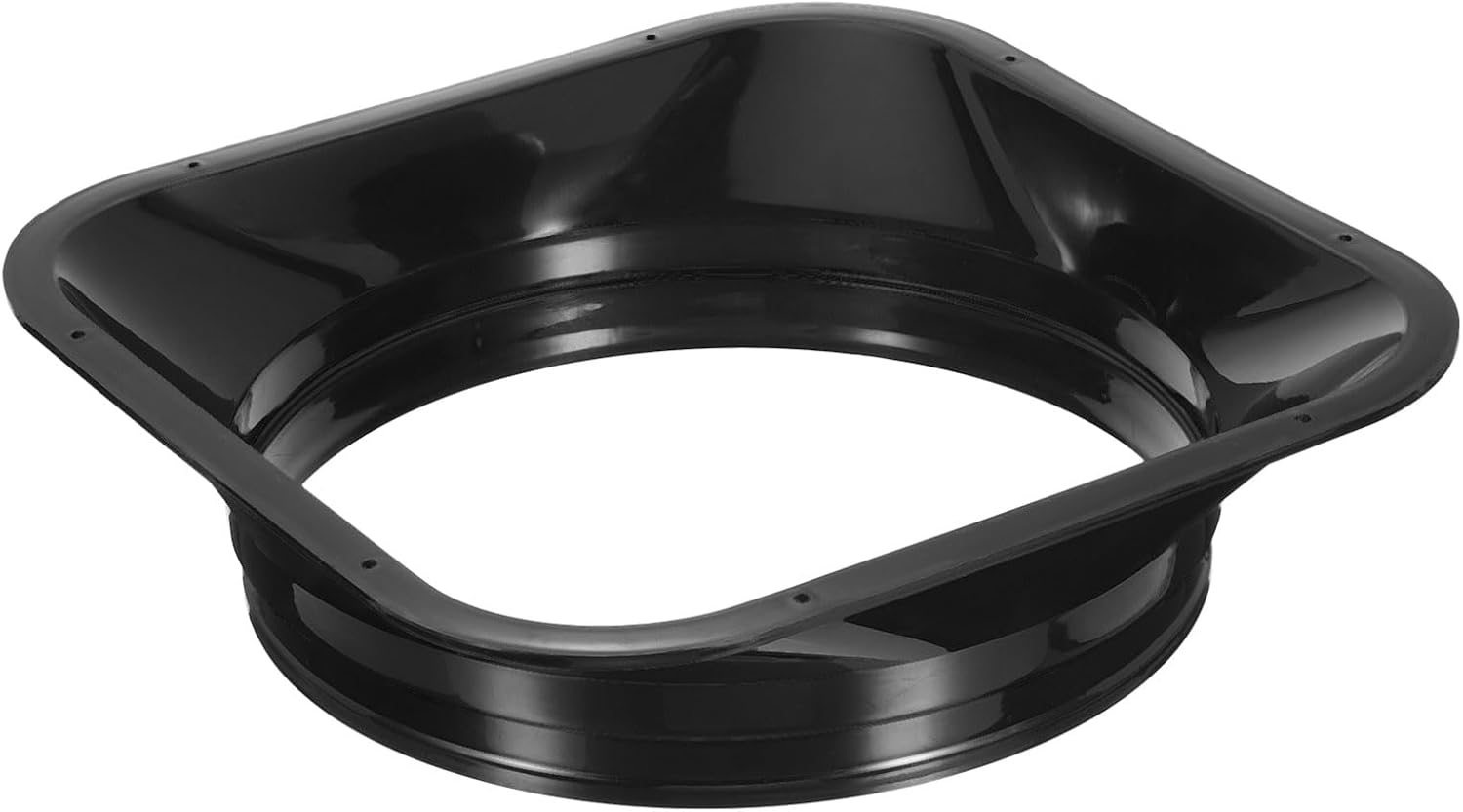PATIKIL 12" Duct Connector Flange, PP Dryer Vent Wall Plate Square to Round Straight Ducting Plate for Air Heating Cooling Ventilation Exhaust Fan, Black