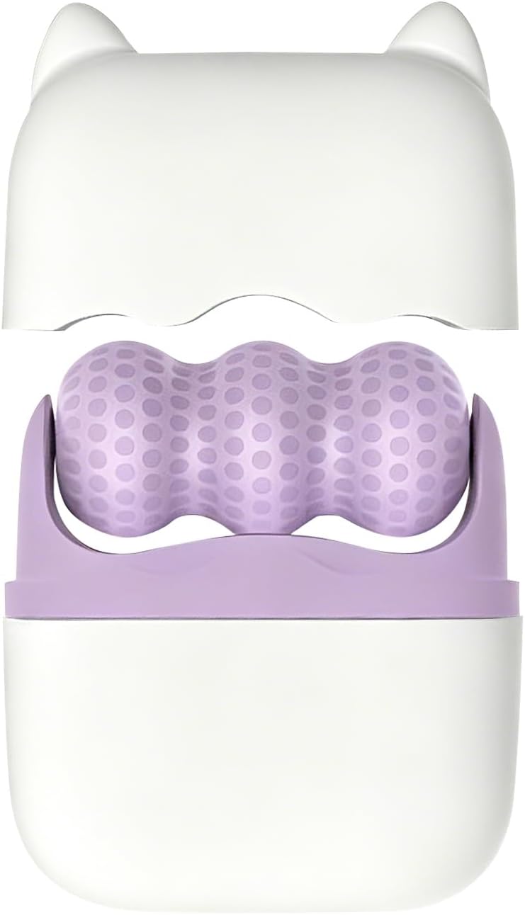 Female Facial Roller, Equipped with 2-in-1 Facial Rollers and Storage Box, Reduces Facial Swelling and Redness, Relaxes Facial Muscles (Purple)