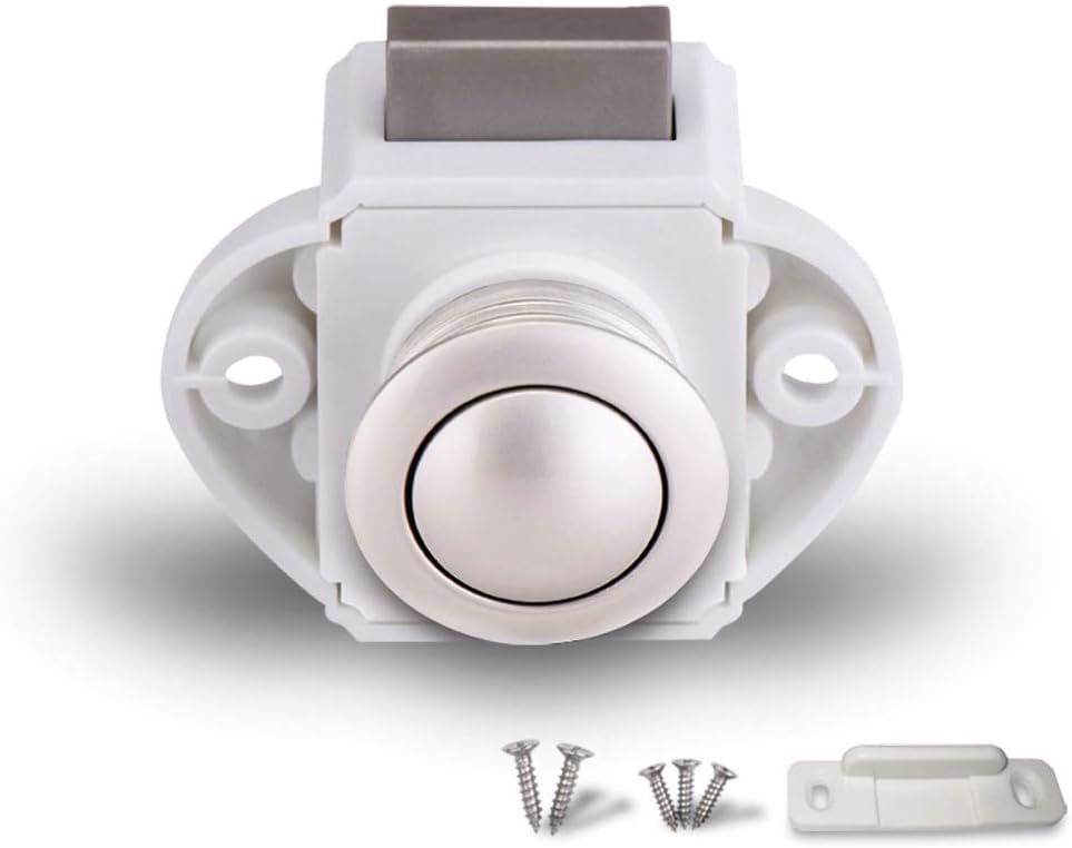 Encell Set of 5 Push Button Catch Cupboard Door Knob Latch Lock for RV Camper Motor Home Caravan