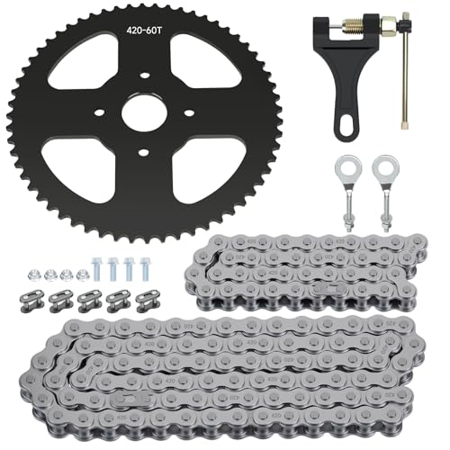 Image of 420 Chain Replacement for Coleman Mini Bike BT200X CT200U CT200U-EX Baja TrailMaster Warrior MB200 MB165 Axis M200 Predator 212cc 196cc 200cc 6.5hp Powersports Parts 60 Tooth Sprocket 420 Chain