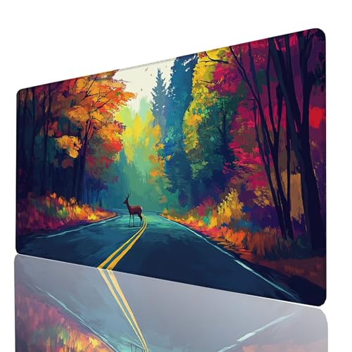 Alfombrilla Ratón Color, Alfombrilla Gaming Ciervo, Impermeable Tapete Escritorio 1400 x 600 x 3mm Compatible con Raton Inalambrico y Teclado Inalambrico, Mousepad para Portatil Regalo Hombre GYL-3770