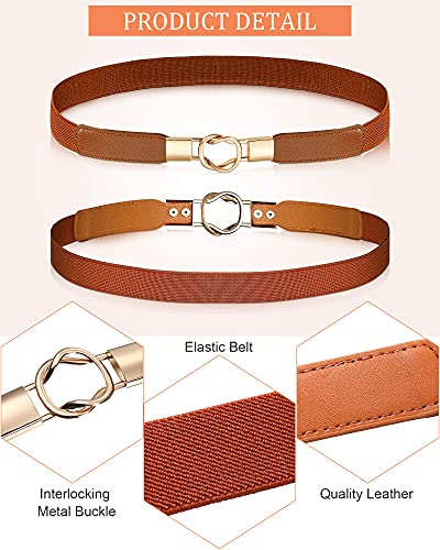 Foaincore 6 Pieces Skinny Women Belts for Women Belts for Dresses Elastic Waist Belt Retro Stretch Women Dress Belt Vintage Thin Stretchy Ladies Skirts Sweaters2