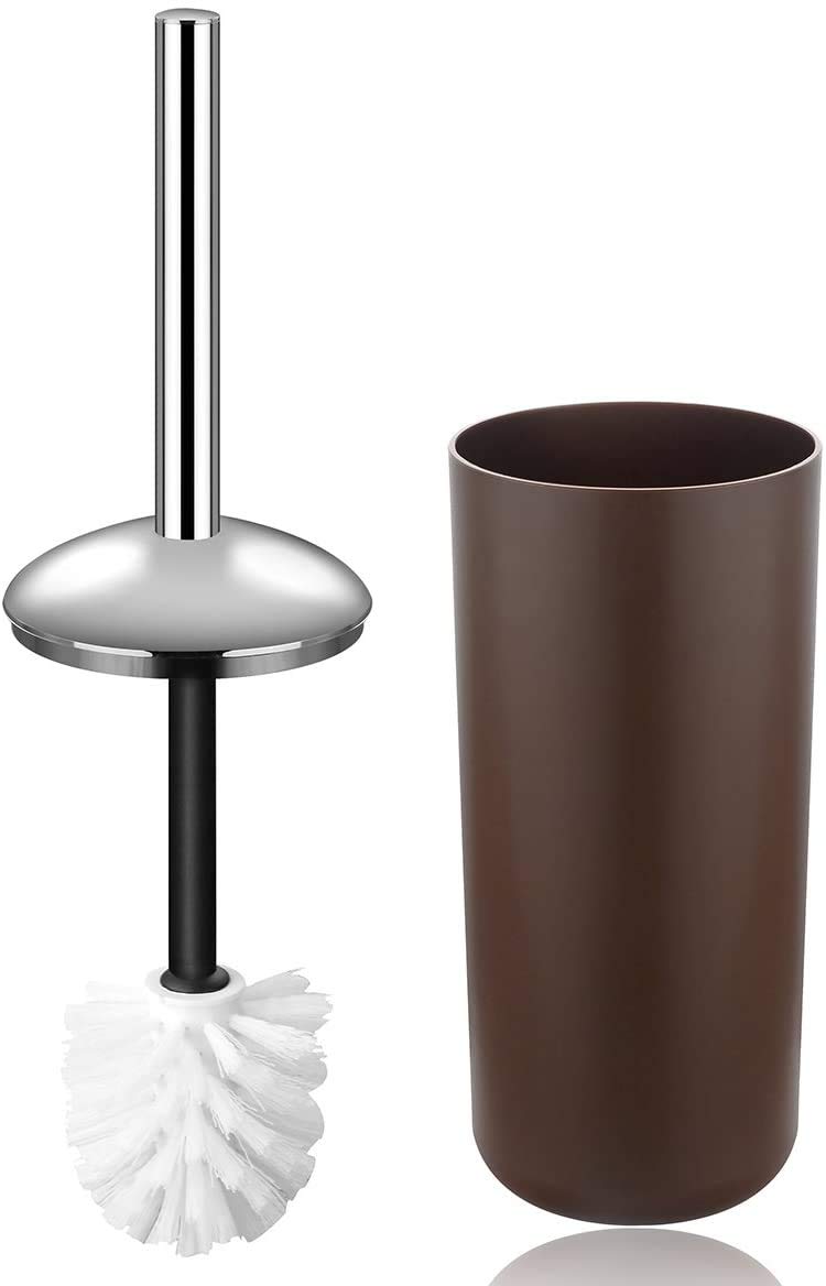 Set di 6 accessori da bagno in plastica di lusso, set di accessori da bagno, bottiglie per lozione, portaspazzolino per denti, portasapone, scopino per WC, bidone della spazzatura (marrone)