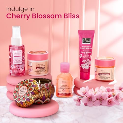 Image of Bryan & Candy Bath Tub Essentials|Gift Set For Women And Men | Complete Home Spa Experience (Cherry Blossom Tub Kit)