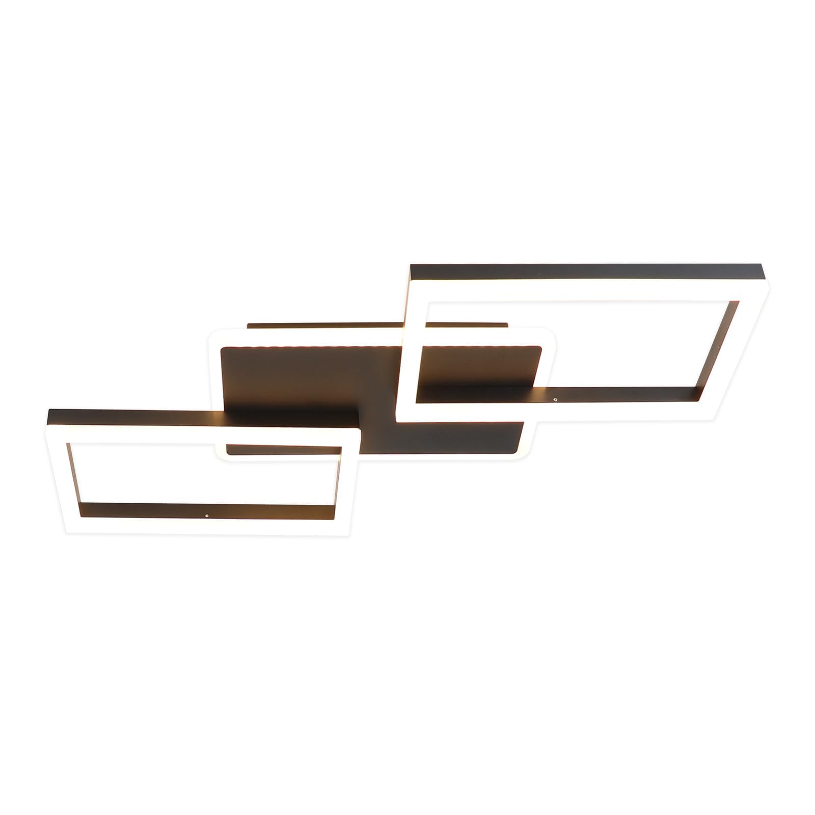 ZMH LED Deckenleuchte Wohnzimmer dimmbar 54cm Deckenlampe Schlafzimmer 48W | Wohnzimmerlampe Schwarz modern Schlafzimmerlampe decke Küchenlampe mit Fernbedienung aus Metall für Küche Esszimmer Büro