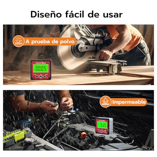 Miniatura 6 de Mcbazel Inclinómetro Digital, Nivel Digital 4 X 90 Con Pantalla Lcd Y Base Magnética, Buscador De Ángulo Digital Para Carpintería Y Construcción