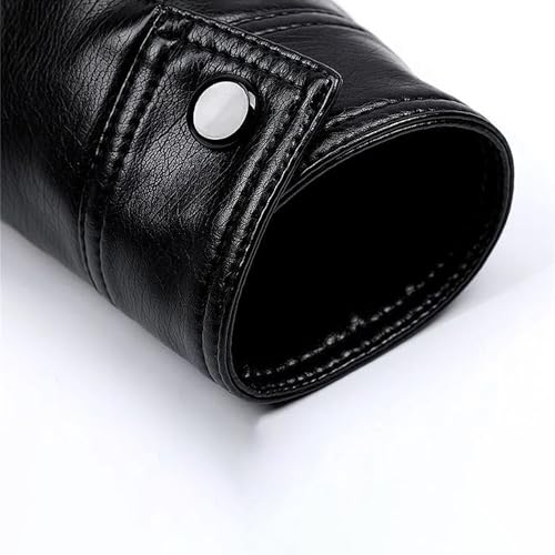 Men's Faux Leather Stand Collar Fleece Lined Jacket Slim Fit Cozy Coat Lightweight Windproof Jackets4