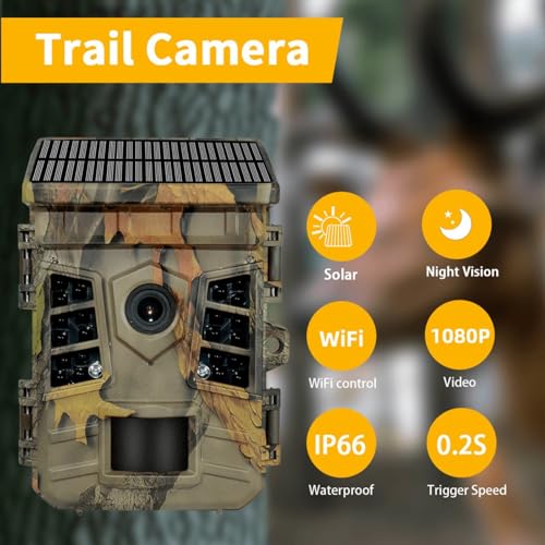 Cámara de caza solar 4K profesional con protección IP66 y camuflaje 5