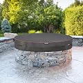 Cloakman Premium Heavy-Duty Round 61-66 Inch for In Ground Fire Pit Cover - Waterproof 600D Large Firepit Covers, Outdoor Weatherproof Patio Built in Furniture Cover - Black, 66''Dx9''H