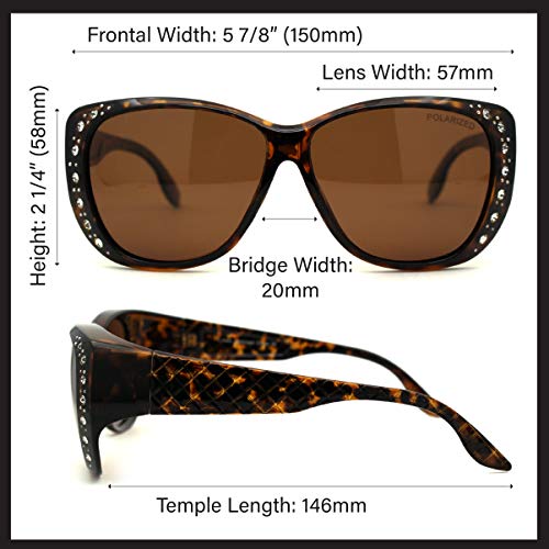 Sa106 PL7833BX-SHNYBK Polarized 55Mm Fit Over Otg Butterfly Rhinestone Diva Sunglasses Shiny Black thumb #5