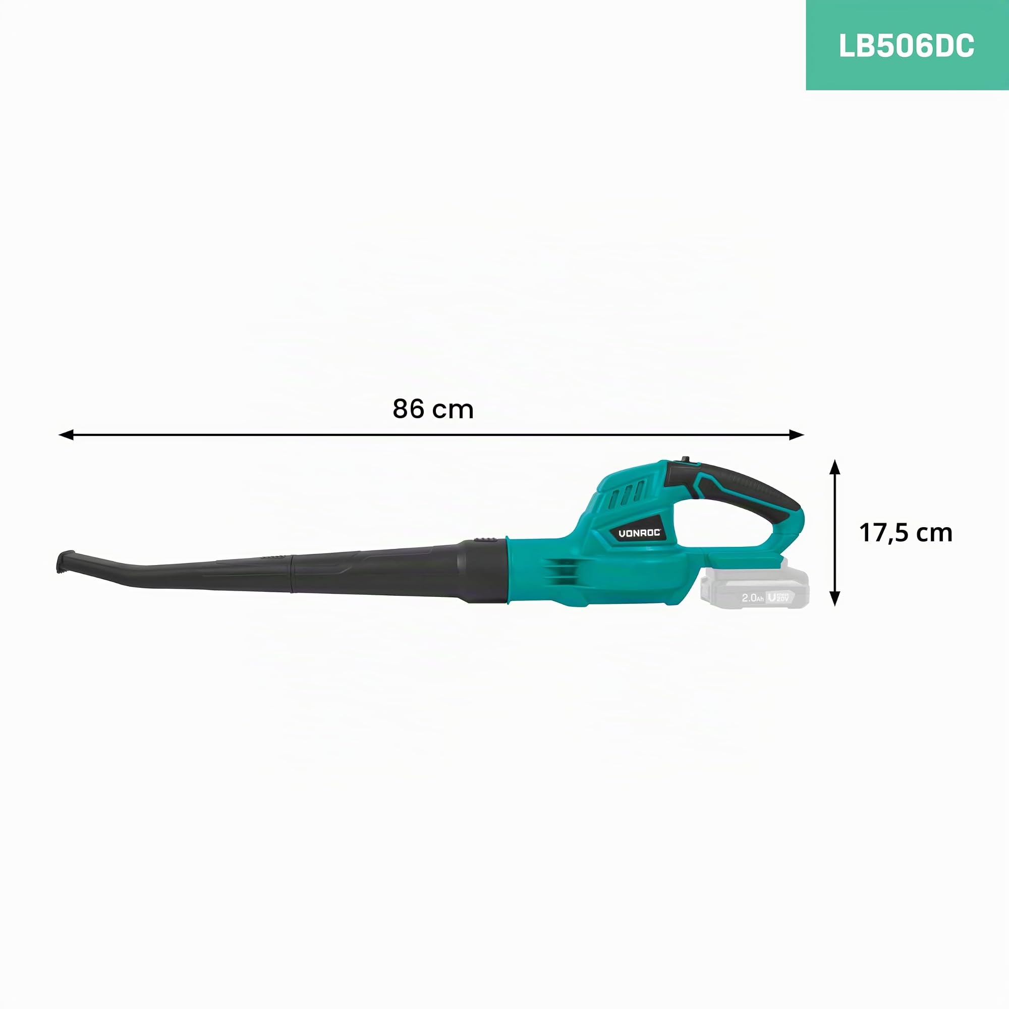 VONROC Souffleur de Feuilles sans Fil 20V - Jusqu'à 180km/h - Poignée Soft-Grip - Ramasse Feuilles Mortes, Nettoyage Jardin, Gazon - Nouveau Modèle 2024 - sans Batterie ni Chargeur