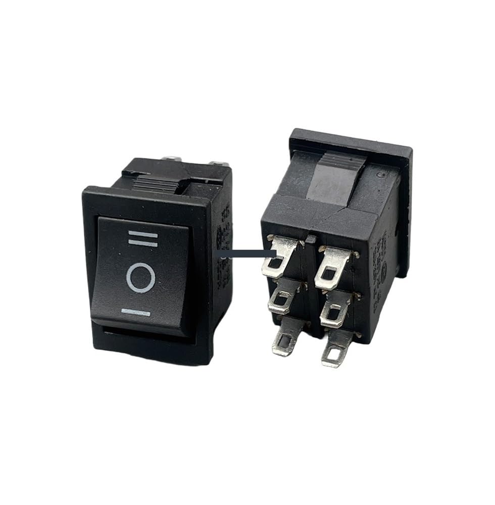 AARTERZZA 5PCS KCD2 203 6P Black Three Position Toggle Switch 6A/250VAC 10A/125VAC (on/off/on) Rocker Switch