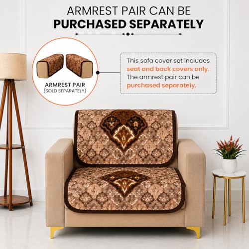 Image of Homerz Premium 'Maharaja Paradise Series' Sofa Cover | Net Fabric Sofa Cover | Washable, Anti-Dust Backed & Wrinkle Resistant Cover (Noor Mahal, 1 Seater, Seat Cover with Backrest)