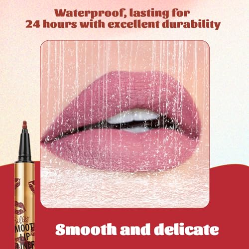 Perfilador de Labios Mate Waterproof - Lip Liner Larga Duración - Delineador Labios Permanente - Lápiz Labial Fácil Aplicación - Con Pincel Redondo para Difuminar - 0,6g - Fórmula Vegana y Suave - imagen 7