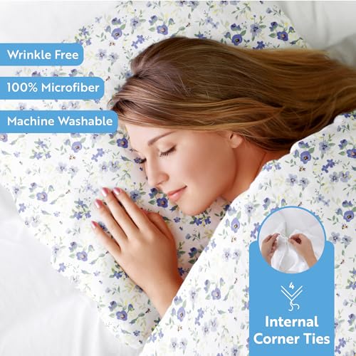 Housse de couette lit simple bleu clair Linen Market en microfibre douce - 4