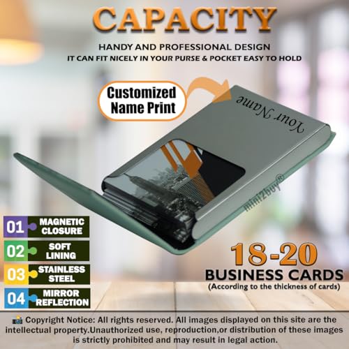 Image of Mini2buy Customized Name Engraved Card Holder for Credit, Debit, ATM, and Business Visiting Cards from Premium Stainless Steel Size Ideal for Personal use or Corporate Gifting (Green)